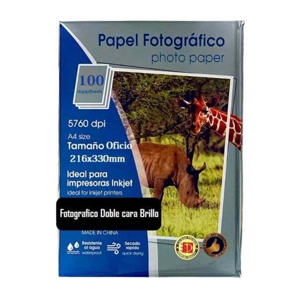Papel Fotografico doble cara brillo A4 100u.