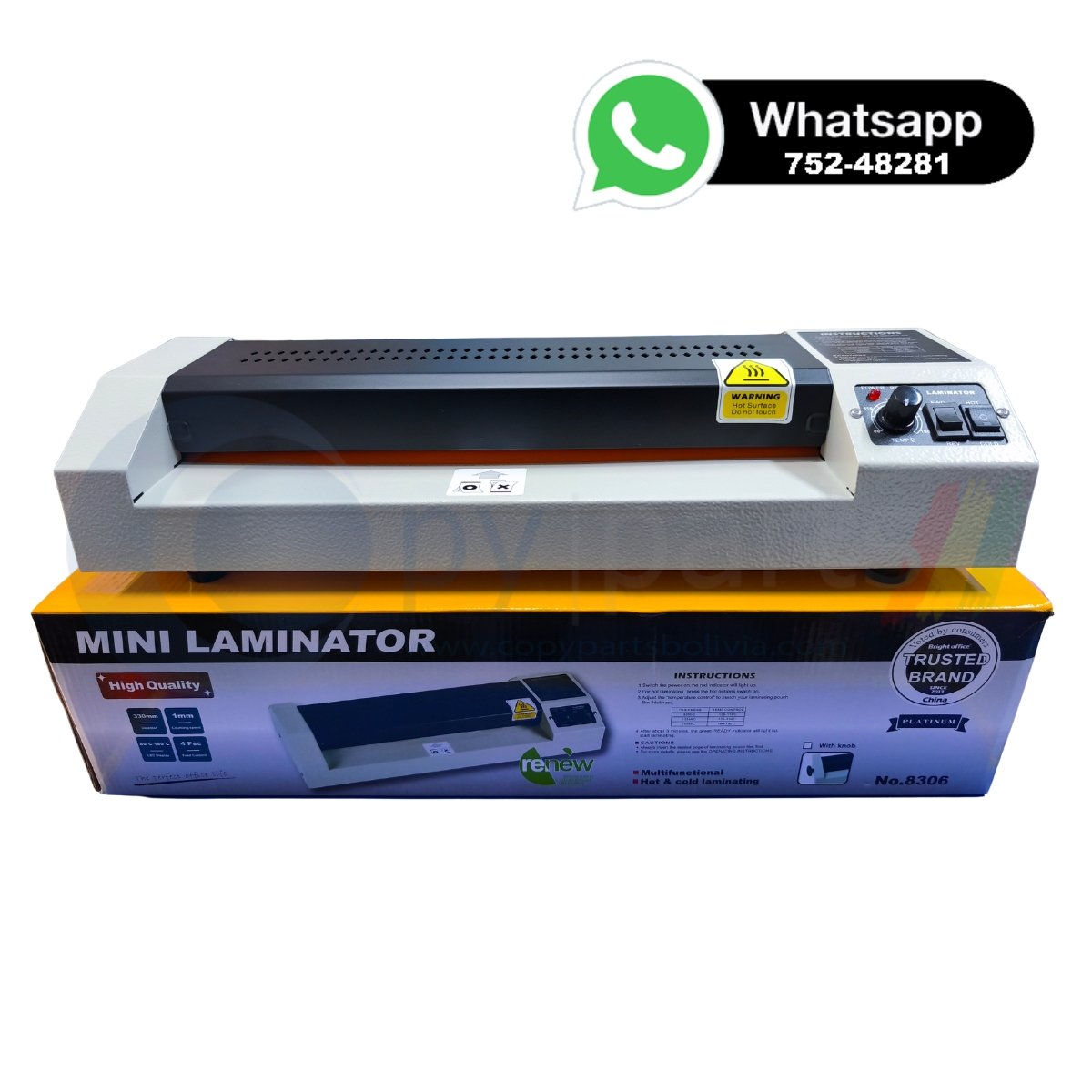 Mini Laminadora y Plastificadora A3 Metálica - Bright Office No. 8306