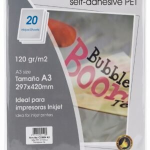 Papel Adhesivo PET Transparente A3 (120g) - Paquete de 20 Hojas